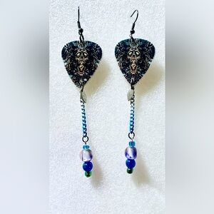 Guitar pick dangling earringss